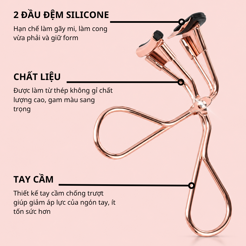 Bấm Mi Góc MAGA Eyelash Curler Rose Gold BM001 Đầu Nhỏ Chính Xác